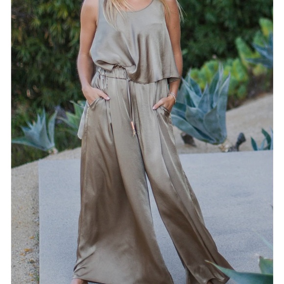 ONA by Yoon Satin Jumpsuit in Gold - Picture 1 of 8